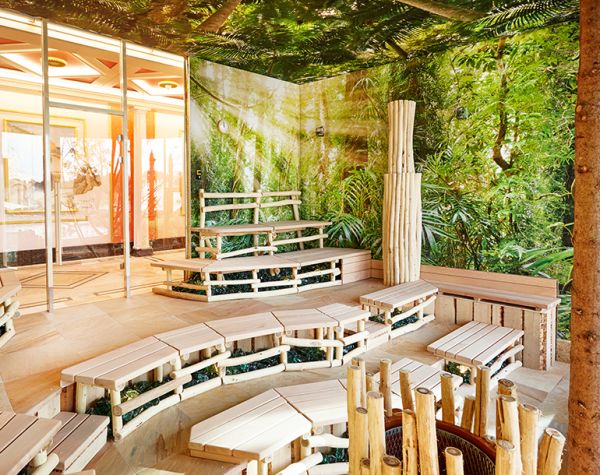 Interior view of the tropical sauna